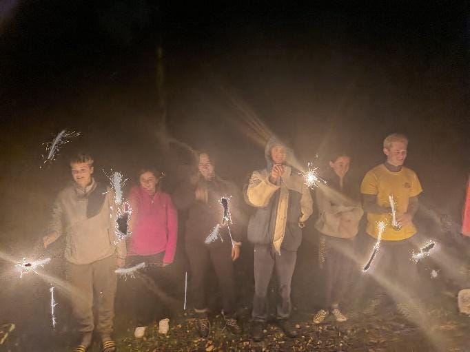 A group of people holding sparklers
Description automatically generated with low confidence